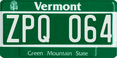 VT license plate ZPQ064
