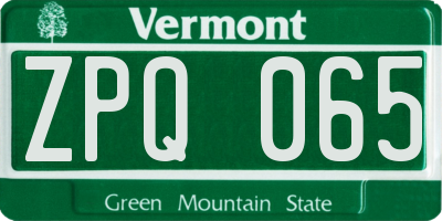 VT license plate ZPQ065
