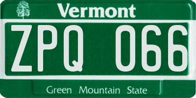 VT license plate ZPQ066
