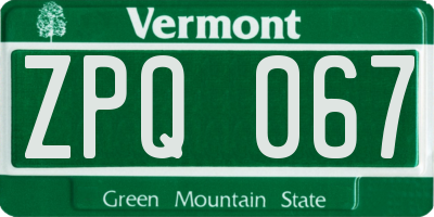 VT license plate ZPQ067