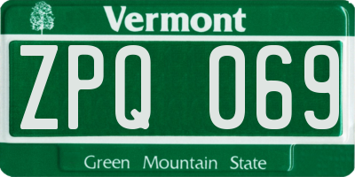 VT license plate ZPQ069