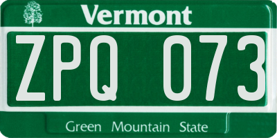 VT license plate ZPQ073