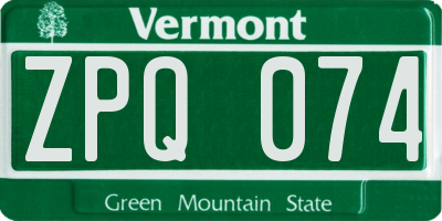 VT license plate ZPQ074