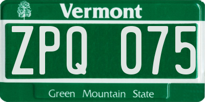 VT license plate ZPQ075