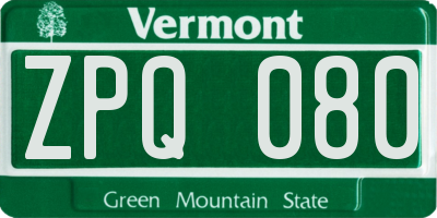 VT license plate ZPQ080