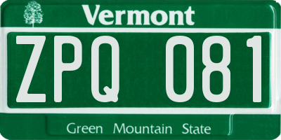 VT license plate ZPQ081