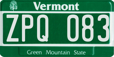 VT license plate ZPQ083