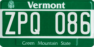 VT license plate ZPQ086