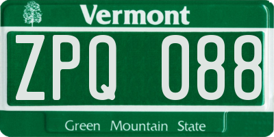 VT license plate ZPQ088