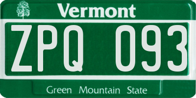 VT license plate ZPQ093