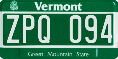 VT license plate ZPQ094