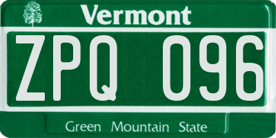 VT license plate ZPQ096