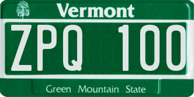 VT license plate ZPQ100