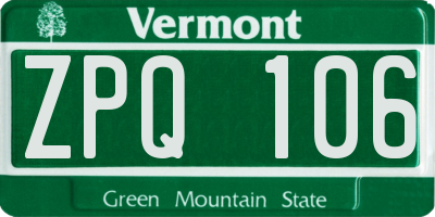 VT license plate ZPQ106