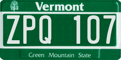 VT license plate ZPQ107