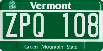 VT license plate ZPQ108