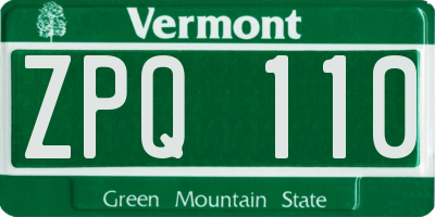 VT license plate ZPQ110