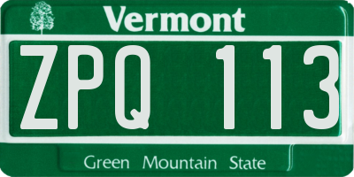 VT license plate ZPQ113