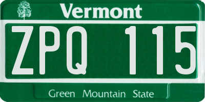 VT license plate ZPQ115