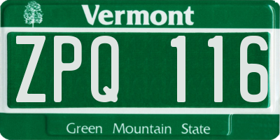 VT license plate ZPQ116