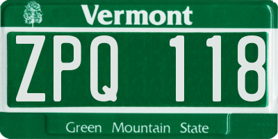 VT license plate ZPQ118