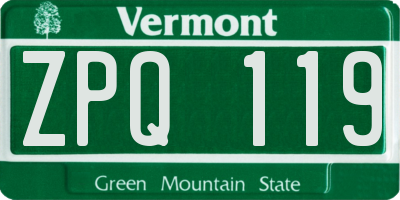 VT license plate ZPQ119