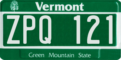 VT license plate ZPQ121