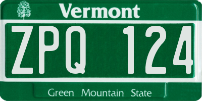 VT license plate ZPQ124