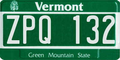 VT license plate ZPQ132