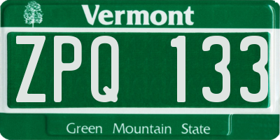 VT license plate ZPQ133
