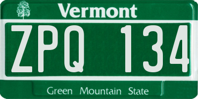 VT license plate ZPQ134