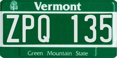 VT license plate ZPQ135