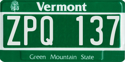 VT license plate ZPQ137