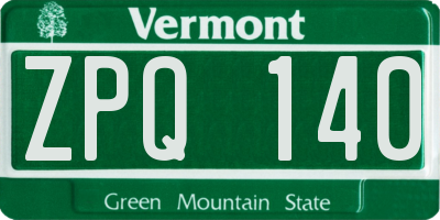 VT license plate ZPQ140