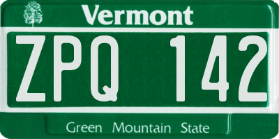 VT license plate ZPQ142