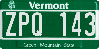 VT license plate ZPQ143