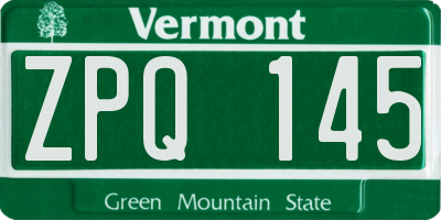 VT license plate ZPQ145