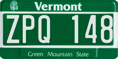 VT license plate ZPQ148