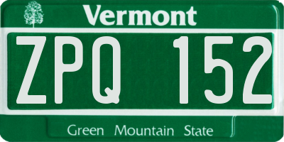 VT license plate ZPQ152