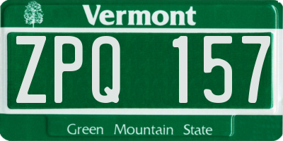 VT license plate ZPQ157