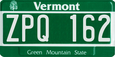 VT license plate ZPQ162