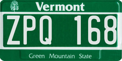 VT license plate ZPQ168