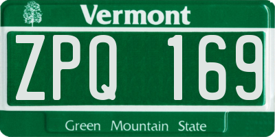 VT license plate ZPQ169