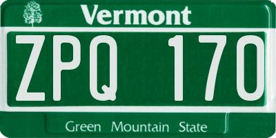 VT license plate ZPQ170