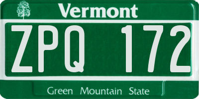 VT license plate ZPQ172