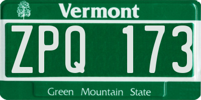 VT license plate ZPQ173