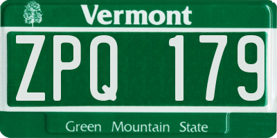 VT license plate ZPQ179
