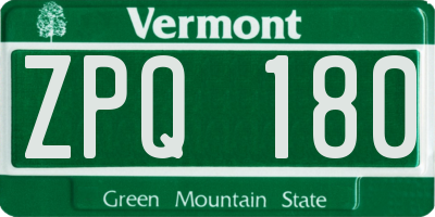 VT license plate ZPQ180