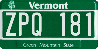 VT license plate ZPQ181