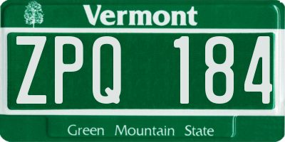VT license plate ZPQ184